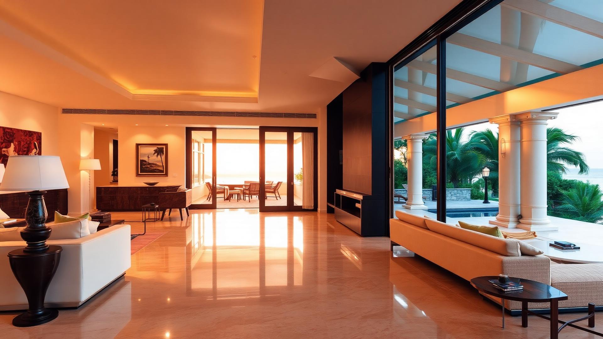 Residencia integrada al atardecer