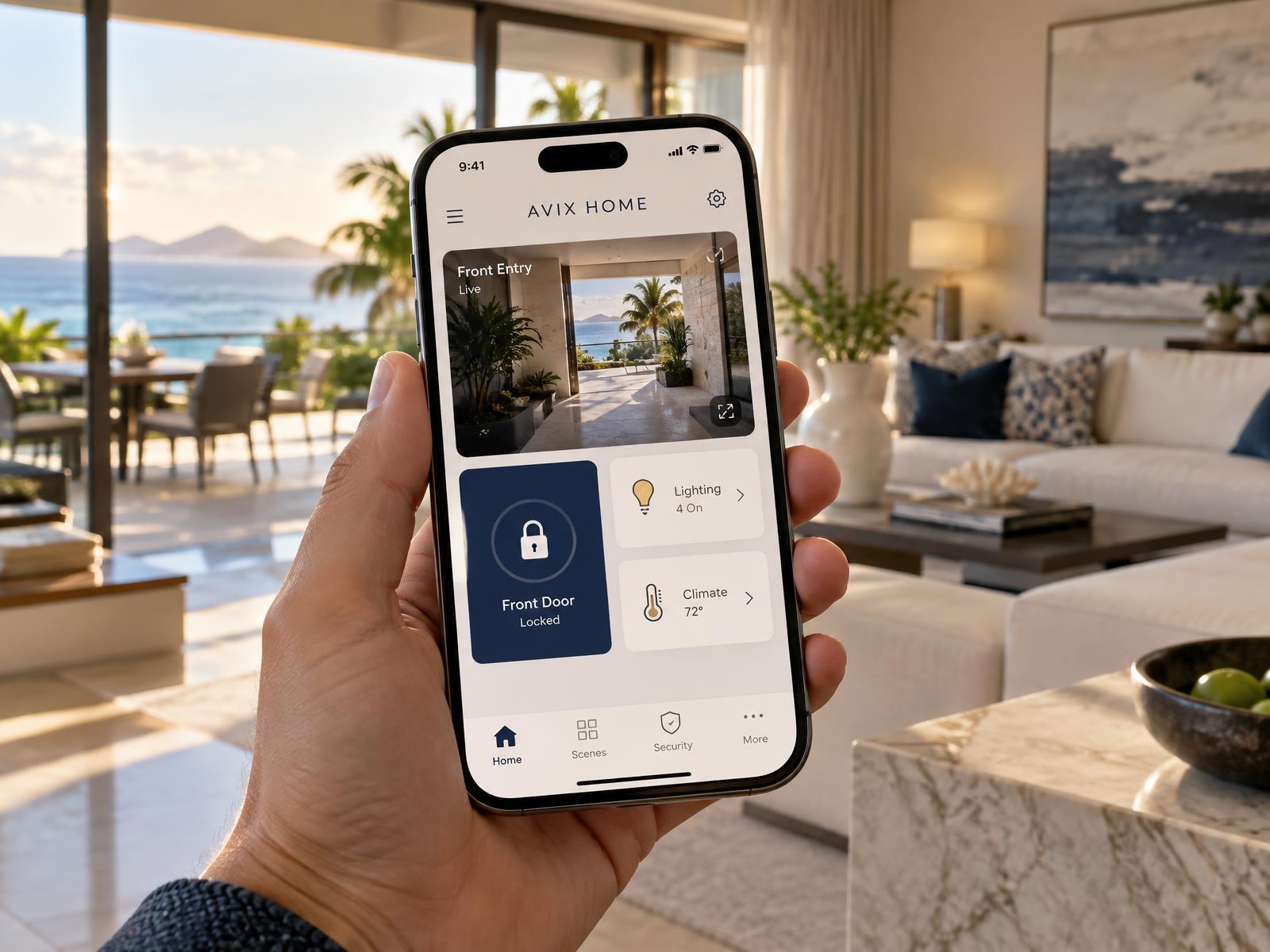 casa inteligente con automatización del hogar y control desde una pantalla – Donde estés