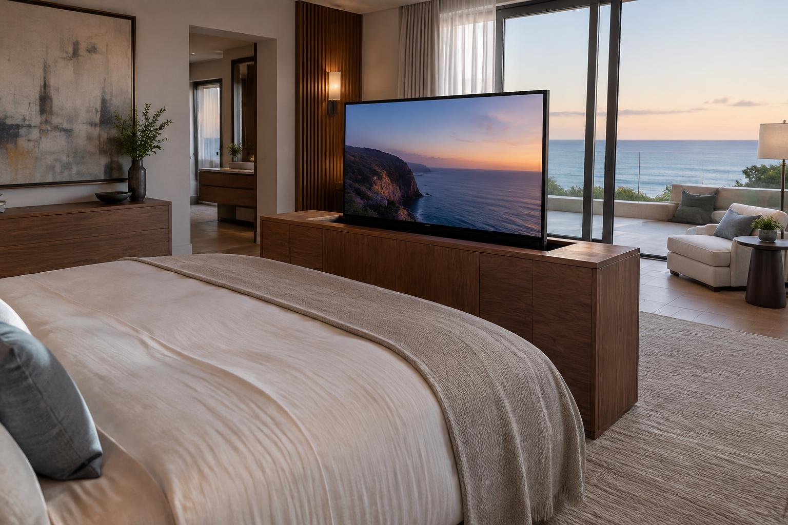 televisor motorizado que sale de un mueble con TV lift