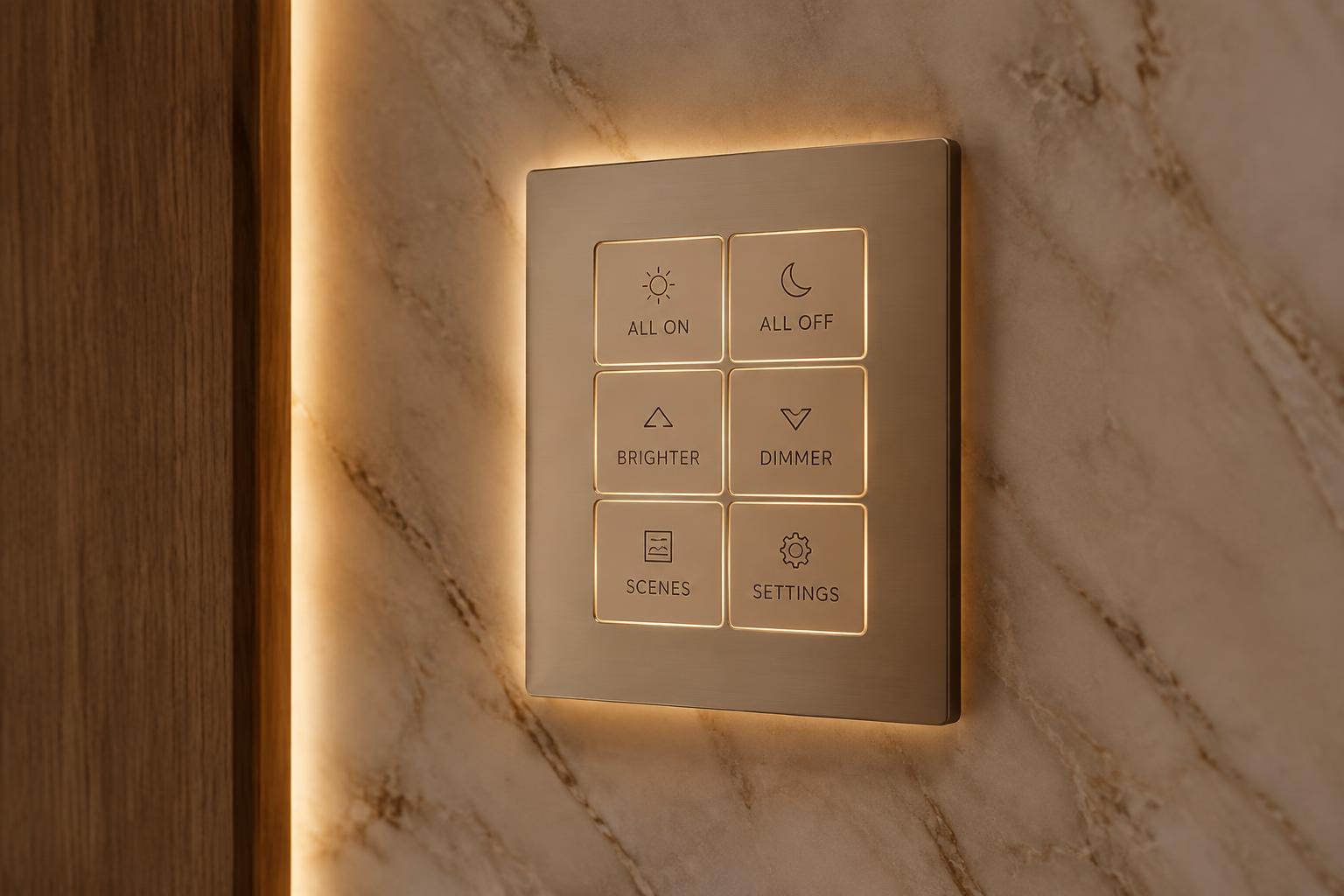 iluminación inteligente en una sala con luz cálida regulable – Escenas de luz